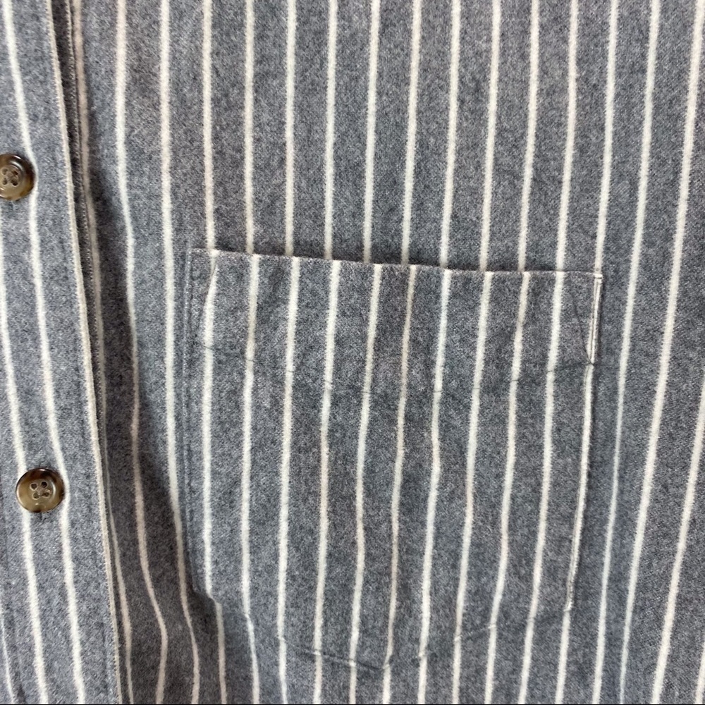 Madewell Westward Gray White Stripe Flannel Long Sleeve Button Front Shirt - Picture 3 of 12